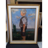 PEINTURE SIGNÉE HUBERT HOMME DANS LES CHAMPS