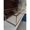 TABLE BASSE METAL DORÉ ET VERRE 