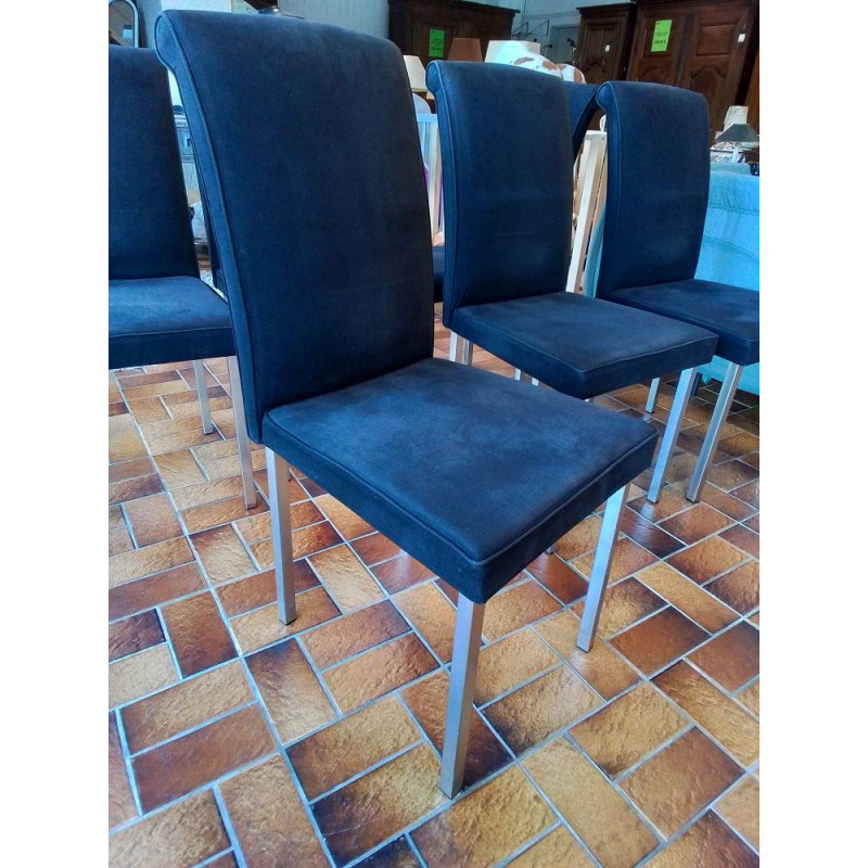 LOT DE 6 CHAISES PIED INOX BELGO CHROM 
