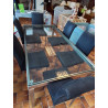 TABLE PIEDS INOX PLATEAU VERRE BELGO CHROM 