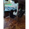 TABLE PIEDS INOX PLATEAU VERRE BELGO CHROM 