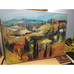 TABLEAU PAYSAGE TOSCAN SIGNÉE ELEONORE HETTL