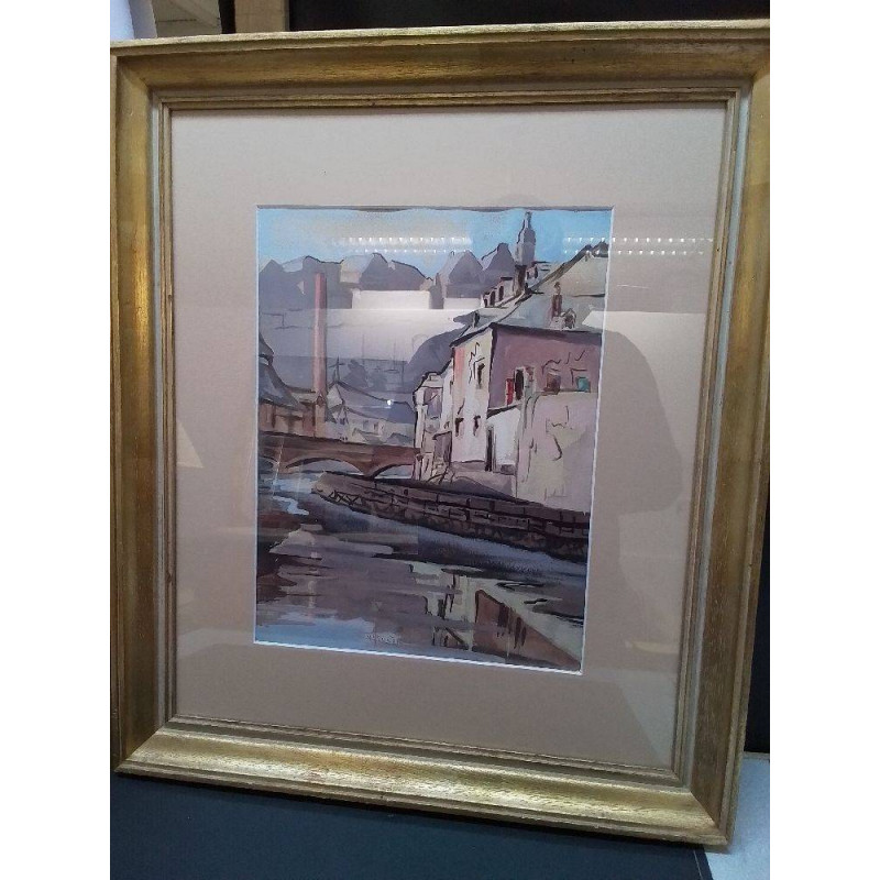 AQUARELLE VUE DE CLAUSEN SIGNÉE J.P CALTEUX