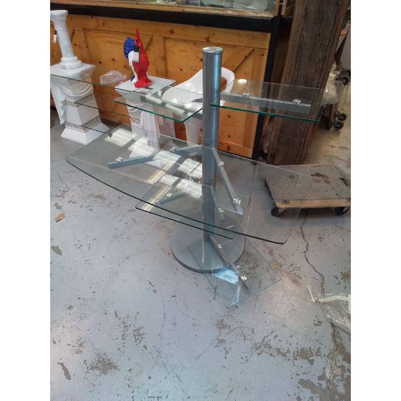 MEUBLE TV METAL ET VERRE MODERNE 