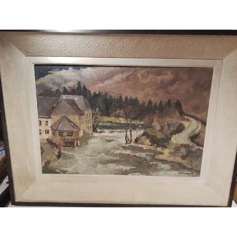 HUILE SUR TOILE RIVIERE SIGNÉE 