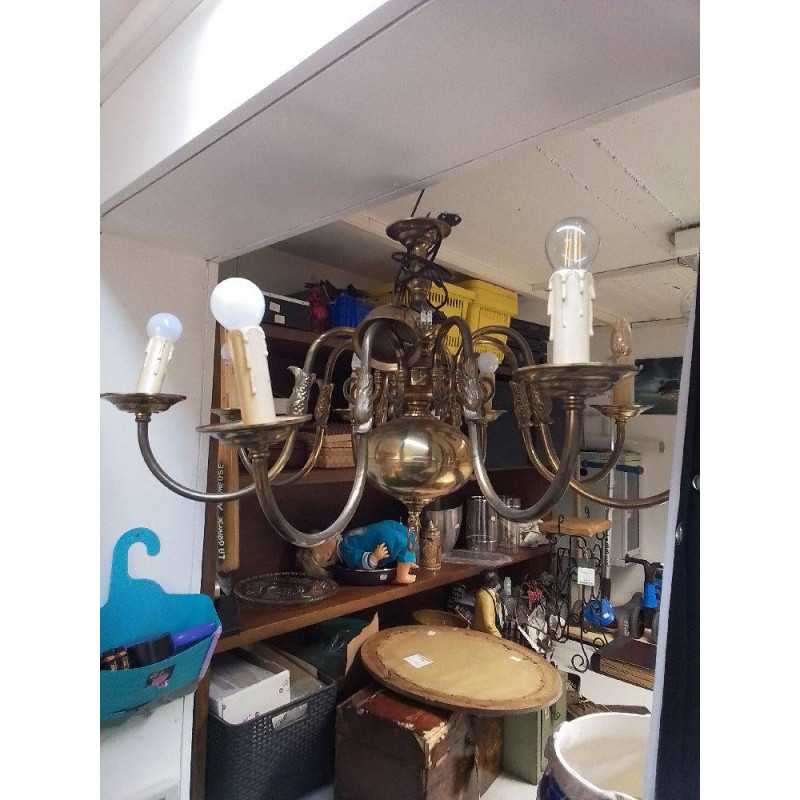 LUSTRE METAL DORÉ 8 BRANCHES 