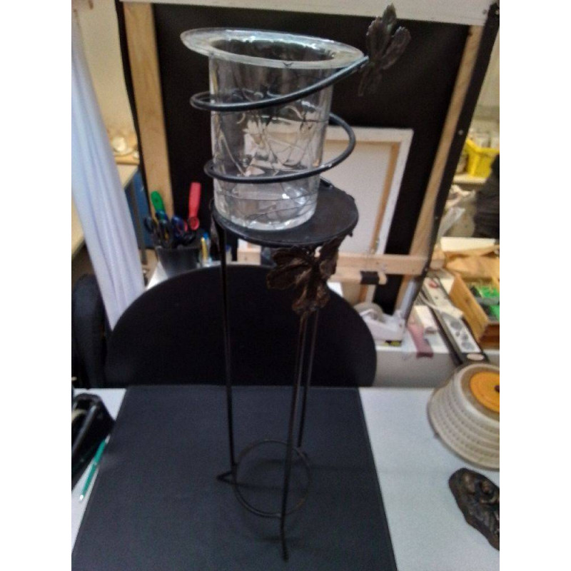 VASE ET SUPPORT VERRE ET METAL 
