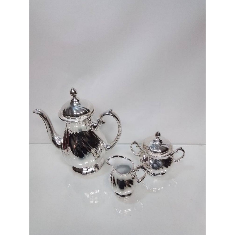 SERVICE 3 PIECES PORCELAINE ARGENTEE THOMAS 