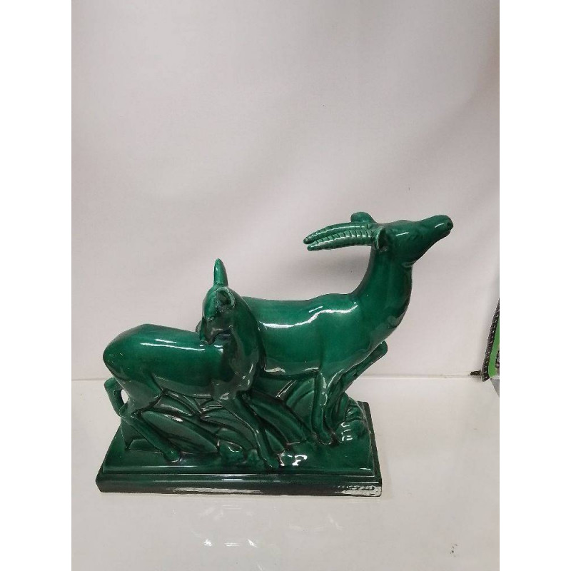 STATUE CÉRAMIQUE VERTE EN L’ETAT