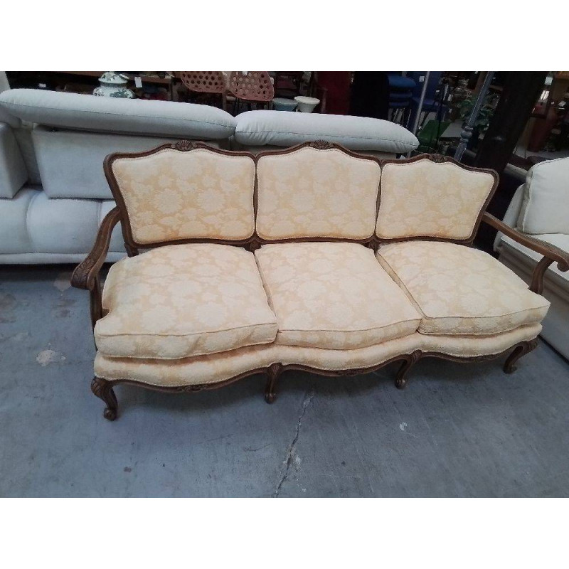 BANQUETTE STYLE LOUIS XV JAUNE 3 PLACES