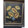 HUILE SUR TOILE NATURE MORTE TOURNESOLS SIGNÉE 