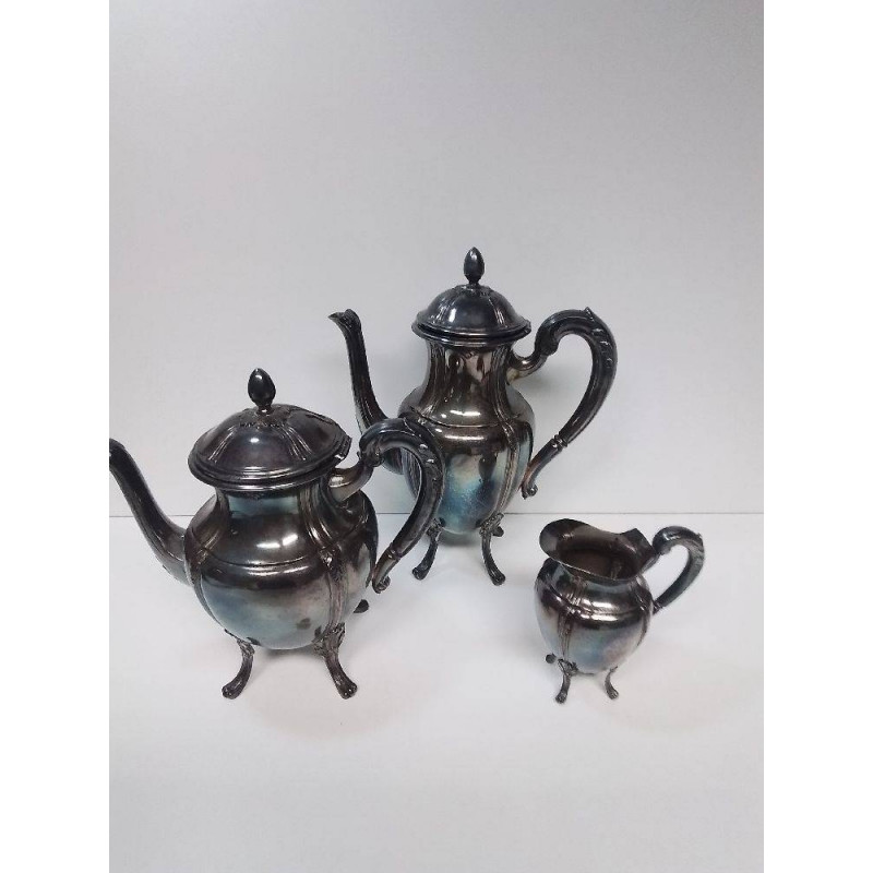 SERVICE 3 PIECES MÉTAL ARGENTÉ 