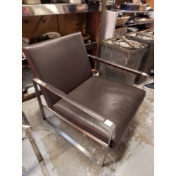 FAUTEUIL DESIGN CUIR MARRON 