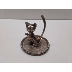DÉCORATION CHAT MÉTAL ARGENTÉ 