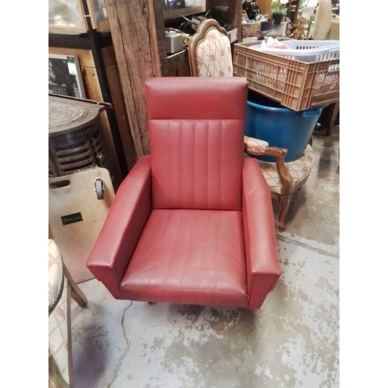 FAUTEUIL VINTAGE SKAI ROUGE 