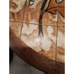 TABLE BASSE CARRELÉ SIGNÉE DUTRON PIED METAL