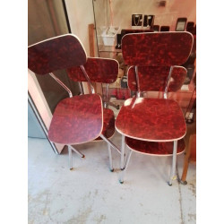 LOT DE 4 CHAISES FORMICA ROUGE