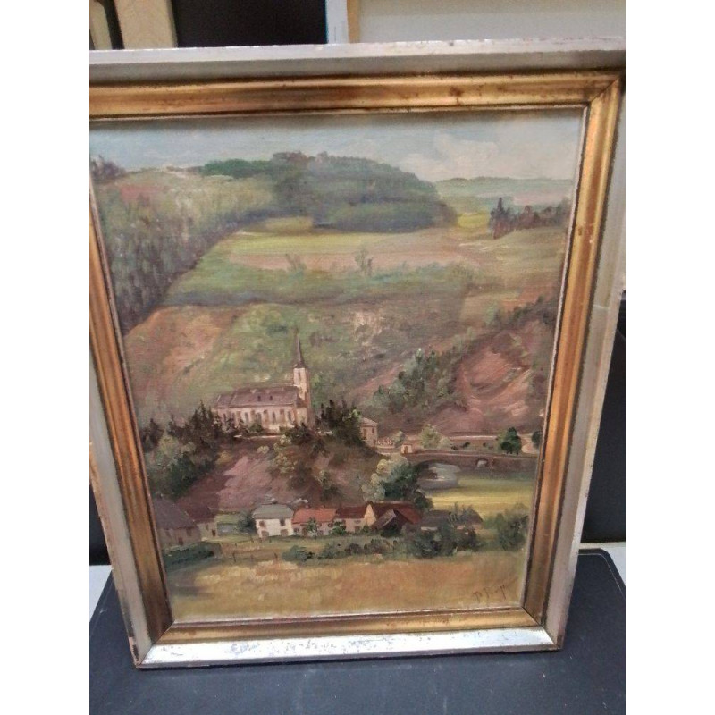 HUILE SUR PANNEAU EGLISE