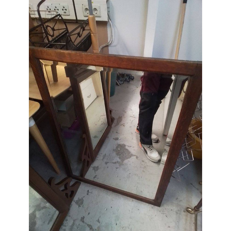 MIROIR RECTANGULAIRE BORD BOIS VERRE BISEAUTÉ 
