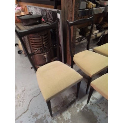 LOT DE 4 CHAISES TISSU JAUNE 