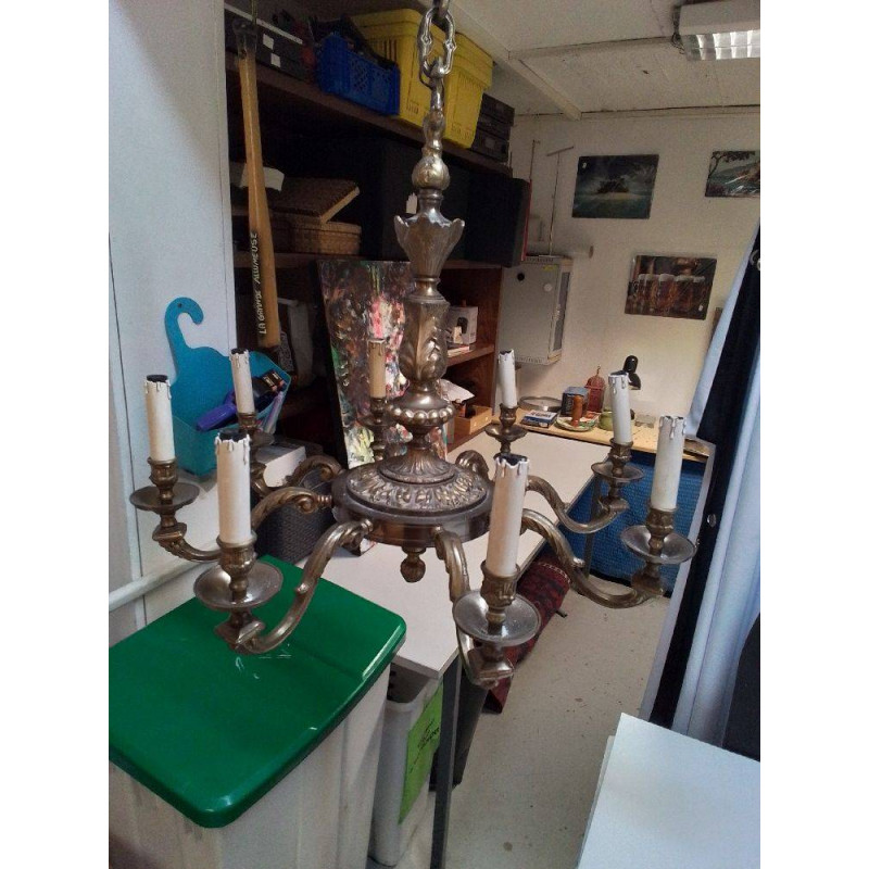 LUSTRE BRONZE LAITON 8 FEUX 