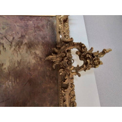 HUILE SUR TOILE ANCIENNE CADRE STYLE LOUIS XV DORÉ EN L’ETAT