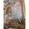 HUILE SUR TOILE ANCIENNE CADRE STYLE LOUIS XV DORÉ EN L’ETAT