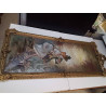 HUILE SUR TOILE ANCIENNE CADRE STYLE LOUIS XV DORÉ EN L’ETAT
