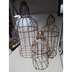 SET DE 3 CAGES DECO DORÉES 