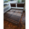 LIT MODERNE METAL ET SIMILI CUIR BRUN 180X200*