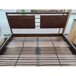 LIT MODERNE METAL ET SIMILI CUIR BRUN 180X200*