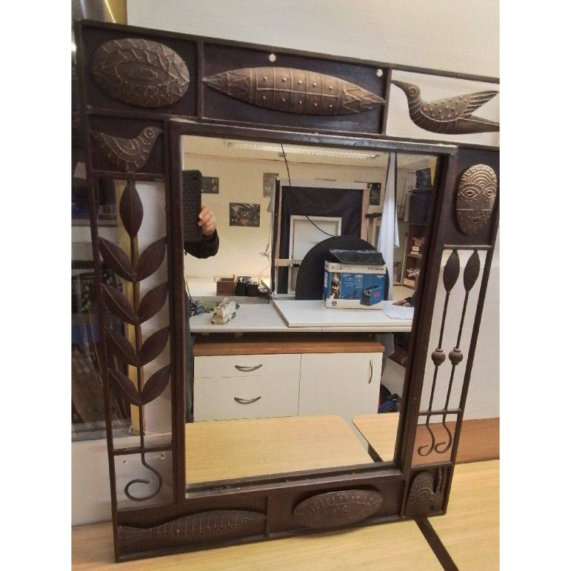 MIROIR FER FORGÉ DECOR RELIEF