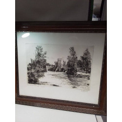 GRAVURE FORTERESSE SIGNÉE 