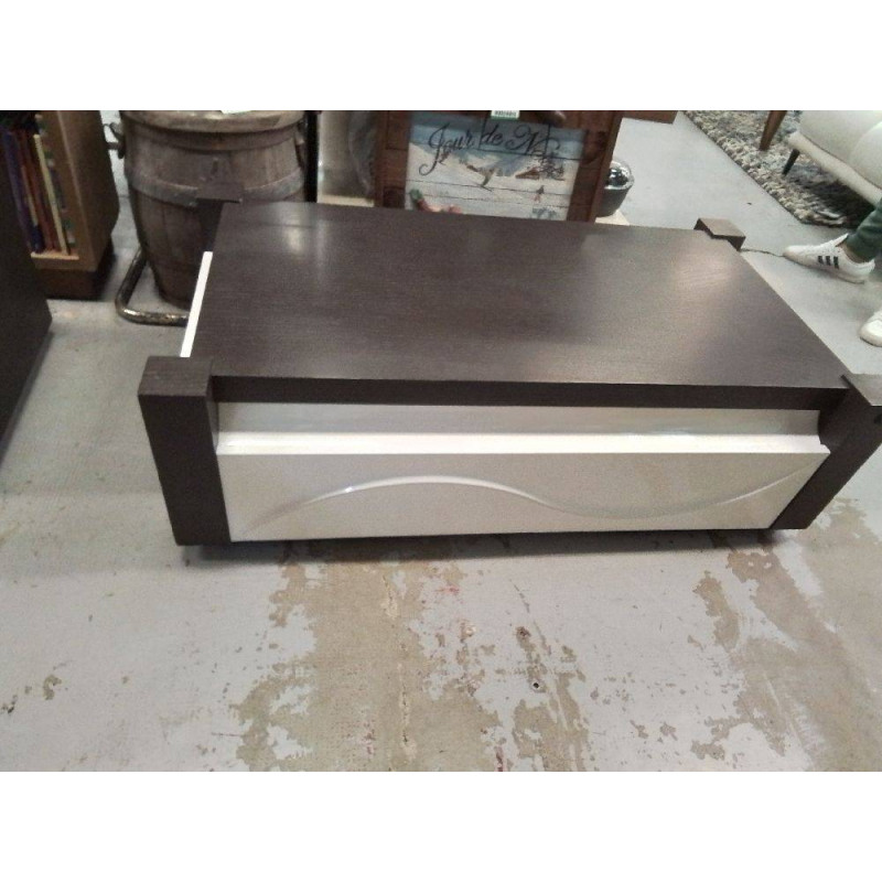 TABLE BASSE BICOLORE 2 TIROIRS 