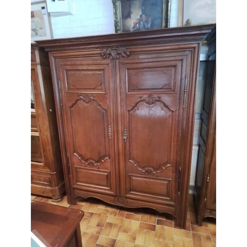 ARMOIRE CHÊNE FONCÉ XVIIIE 2 PORTES
