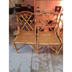 LOT DE 4 CHAISES BAMBOU...