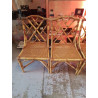 LOT DE 4 CHAISES BAMBOU CANNAGE
