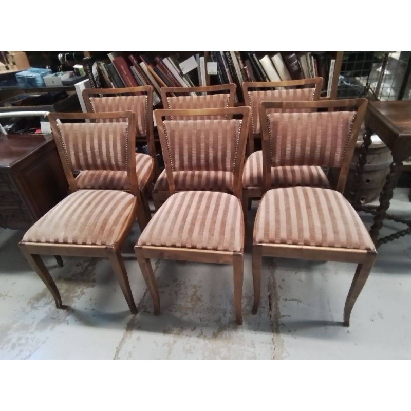 LOT DE 6 CHAISES RÉTRO VELOURS ROSE