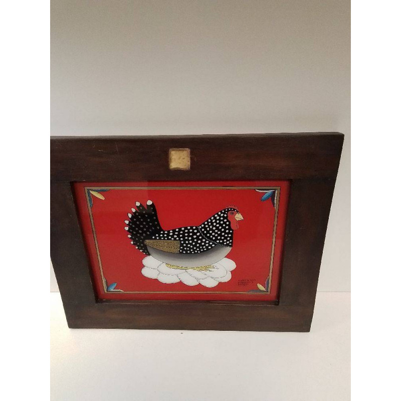 CADRE FIXÉ SOUS VERRE POULE ALEXIS N’GOM