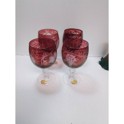 LOT DE 4 VERRES CRISTAL ROUGE