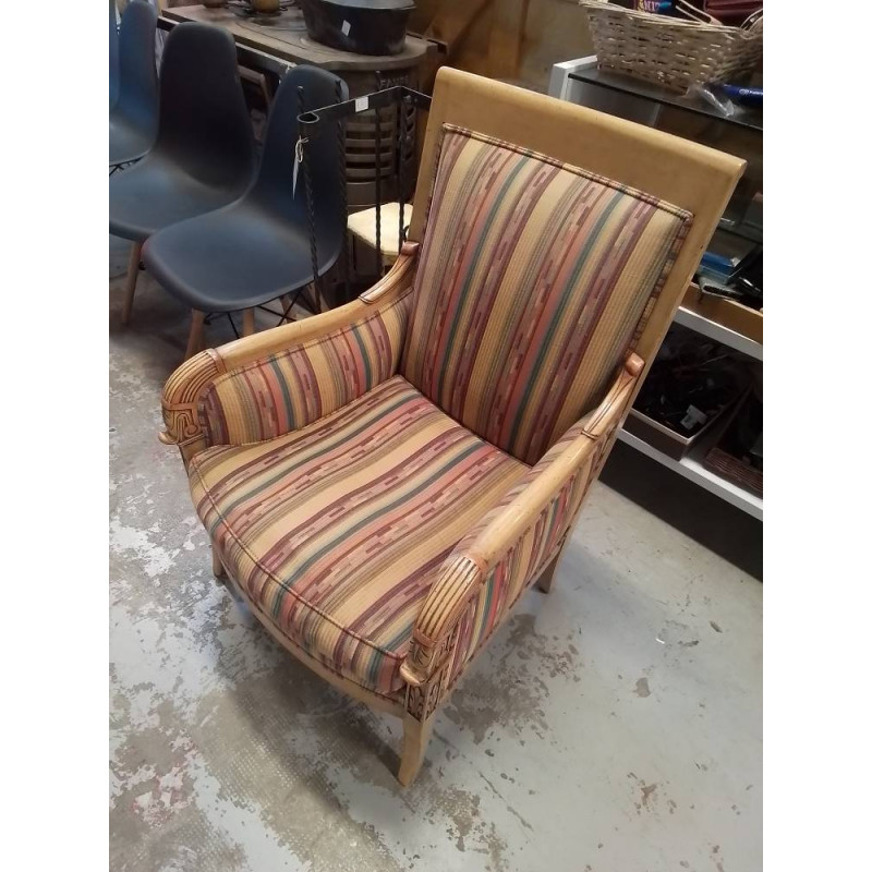 FAUTEUIL A RESSORTS TISSU A RAYURES 