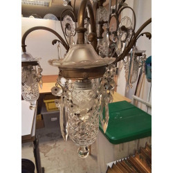 LUSTRE ANCIEN A PAMPILLES 5 BRANCHES