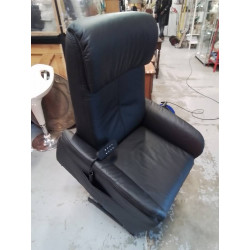 FAUTEUIL RELAX CUIR NOIR RELEVEUR
