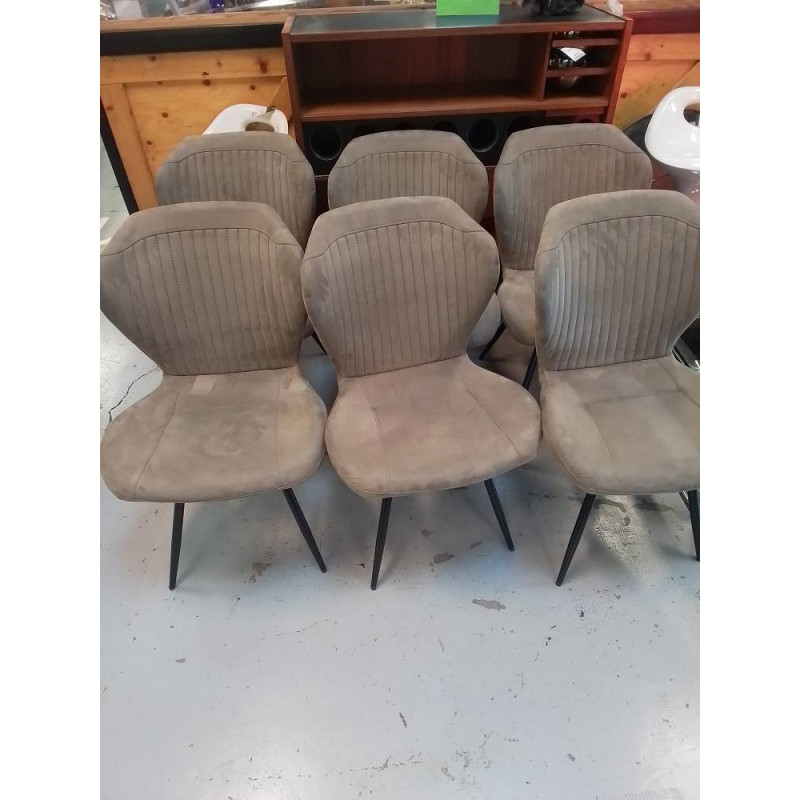 LOT DE 6 CHAISES MODERNE TISSUS BRUN 