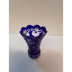 VASE CRISTAL CISELÉ COBALT 