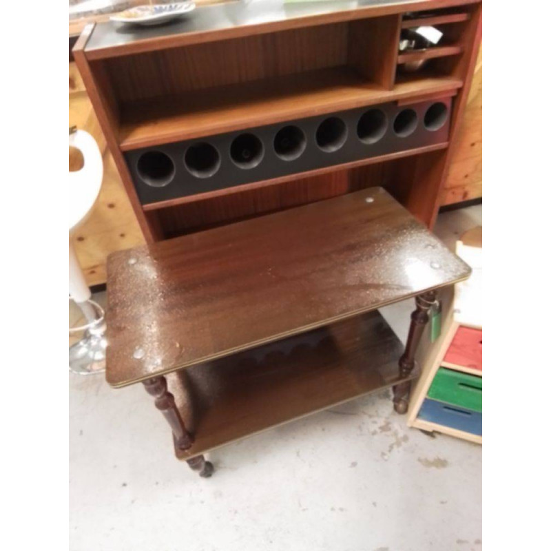 DESSERTE VINTAGE A ROULETTES 