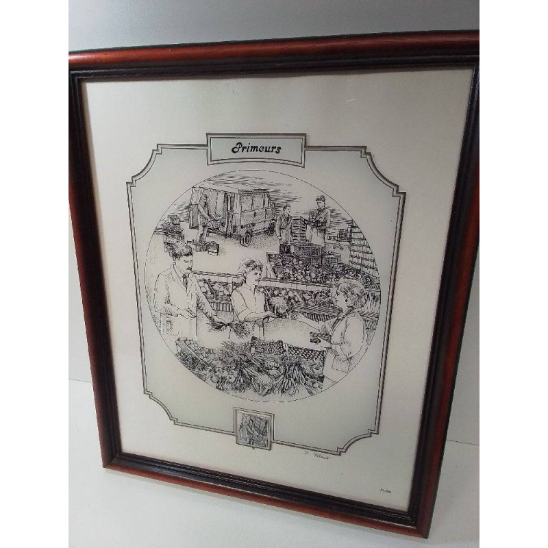 GRAVURE SUR VERRE LE PRIMEURS SIGNÉE HELANT