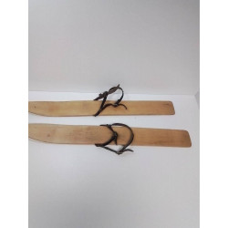 PAIRE DE SKIS ANCIENS BOIS