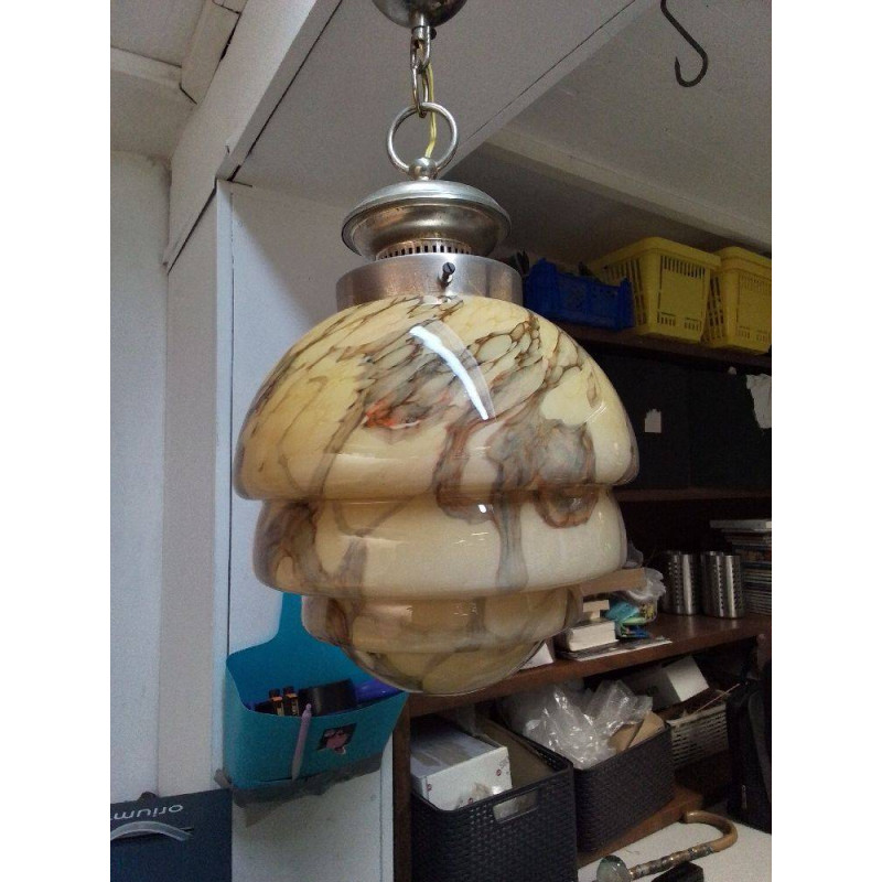 SUSPENSION VINTAGE VERRE MARBRÉ
