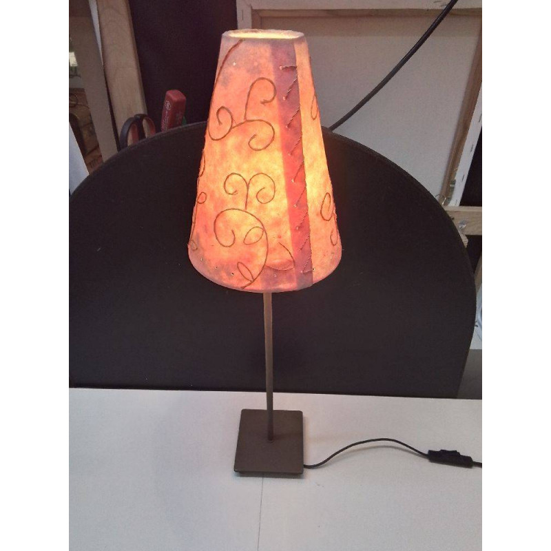 LAMPE MÉTAL ABAT JOUR ROSE